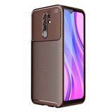 KNY Xiaomi Redmi 9 Kılıf Karbon Desenli Lux Negro Silikon Kahverengi