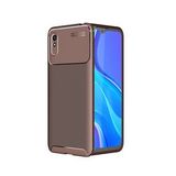 KNY Xiaomi Redmi 9A Kılıf Karbon Desenli Lux Negro Silikon Kahverengi