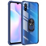 KNY Xiaomi Redmi 9A Kılıf Silikon Kenarlı Renkli Yüzüklü Manyetik Mola Kapak Lacivert