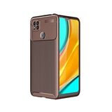 KNY Xiaomi Redmi 9C Kılıf Karbon Desenli Lux Negro Silikon Kahverengi
