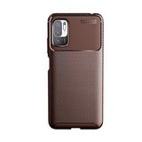 KNY Xiaomi Redmi Note 10T 5G Kılıf Karbon Desenli Lux Negro Silikon Kahverengi