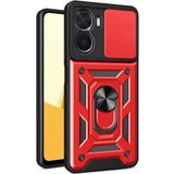 Kny Xiaomi Redmi Note 11E Kilif Ultra Korumali Yuzuklu Manyetik Surgulu Vega Kapak Kirmizi