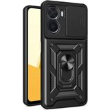 Kny Xiaomi Redmi Note 11E Kilif Ultra Korumali Yuzuklu Manyetik Surgulu Vega Kapak Siyah