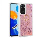 Kny Xiaomi Redmi Note 11S Kilif Simli Sivili Kalpli Yuzuklu Milce Kapak Pembe