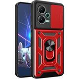 Kny Xiaomi Redmi Note 12 5G Kilif Ultra Korumali Yuzuklu Manyetik Surgulu Vega Kapak Kirmizi