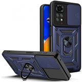 Kny Xiaomi Redmi Note 12 Pro 4G Kilif Ultra Korumali Yuzuklu Manyetik Surgulu Vega Kapak Lacivert