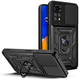 Kny Xiaomi Redmi Note 12 Pro 4G Kilif Ultra Korumali Yuzuklu Manyetik Surgulu Vega Kapak Siyah