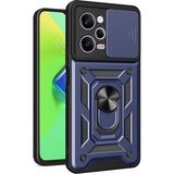 Kny Xiaomi Redmi Note 12 Pro 5G Kilif Ultra Korumali Yuzuklu Manyetik Surgulu Vega Kapak Lacivert