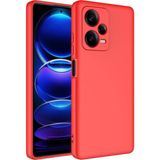 Kny Xiaomi Redmi Note 12 Pro Plus 5G Kilif Ici Suet Renkli Mara Lansman Silikon Kirmizi
