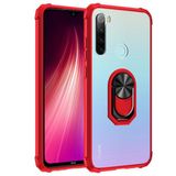 KNY Xiaomi Redmi Note 8 Kılıf Silikon Kenarlı Yüzüklü Manyetik Mola Kapak Kırmızı