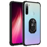 KNY Xiaomi Redmi Note 8 Kılıf Silikon Kenarlı Yüzüklü Manyetik Mola Kapak Siyah