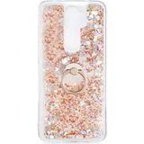 Kny Xiaomi Redmi Note 8 Pro Kilif Simli Sivili Kalpli Yuzuklu Milce Kapak Gold