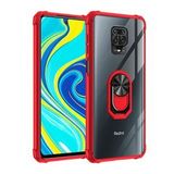 KNY Xiaomi Redmi Note 9S Kılıf Renkli Silikon Kenarlı Yüzüklü Manyetik Mola Kapak Kırmızı