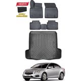 Ko Kaliteoto Chevrolet Cruze Sedan 2011 Model Çift Kulak Havuzlu Paspas ve Bagaj Havuzu Bagaj Paspası - Siyah