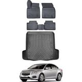 Ko Kaliteoto Chevrolet Cruze Sedan 2015 Model Çift Kulak Havuzlu Paspas ve Bagaj Havuzu Bagaj Paspası - Siyah