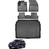 Ko Kaliteoto Citroen C5 Aircross 2023 Model Alt Kademe Bagaj Havuzu+Araca Özel Üretim 3D Havuzlu Paspas - Siyah