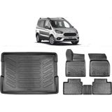 Ko Kaliteoto Ford Tourneo Courier 2021 Model 4d Bagaj Havuzu+Paspas Seti Rice Serisi - Siyah