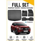 Ko Kaliteoto Nissan X-Trail 5 Koltuk E-Power 2023 Model Birebir Uyumlu Bagaj Havuzu+Paspas Seti - Siyah