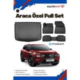 Ko Kaliteoto Nissan X-Trail 5 Koltuk E-Power 2024 Model Yumuşak Paspas+Bagaj Havuzu Seti - Siyah