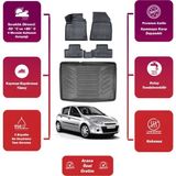 Ko Kaliteoto Renault Clio 3 2012 Model Bagaj Havuzu+4d Araca Özel Havuzlu Paspas Takımıı Maxii - Siyah