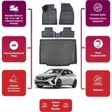 Ko Kaliteoto Renault Clio 5 Hybrid 2025 Model Bagaj Havuzu+4d Araca Özel Havuzlu Paspas Takımıı Maxii - Siyah