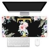 KOAIWPAE Masa Altlığı, Çiçek Altın Harfler T Genişletilmiş Oyun Mouse Pad Büyük, 89,9 cm x 39,9 cm Kaymaz Tabanlı ve Dikişli Kenarlı Büyük Fare Altlığı, Ev Ofis Çalışmaları için Uzun Bilgisayar
