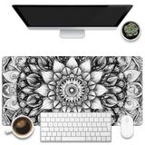 KOAIWPAE Masa için büyük oyun mouse pedi, siyah ve beyaz Mandala masa matı, Mandala çiçek masa pedi, 80 cm x 39,9 cm, kaymaz tabanlı ve dikişli kenarlı genişletilmiş büyük bilgisayar klavyesi fare