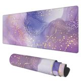 KOAIWPAE Masa Paspası, Mor Gül ve Lavanta Sıvı Mermer Genişletilmiş Oyun Mouse Pad Büyük, 80 cm x 30 cm Kaymaz Tabanlı ve Dikişli Kenarlı Büyük Fare Altlığı, Ev Ofis Çalışmaları için Uzun Bilgisayar Klavyesi