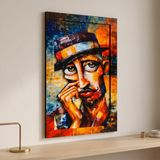 Koaka Gusto - Şapkalı Erkek Figürlü 3 Katmanlı Sanatsal Ahşap Duvar Tablosu 40X68 Cm
