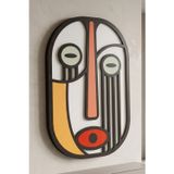 Koaka Line Mask - Minimalist Geometrik Soyut Portre 3 Katmanlı Ahşap Duvar Tablosu 50X68 Cm