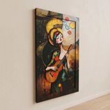 koaka Melos - Gitarlı Kadın Figürlü 3 Katmanlı Sanatsal Ahşap Duvar Tablosu 40x68 cm