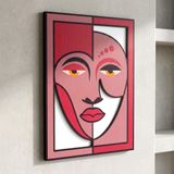 Koaka Perla - Modern Soyut Katmanlı Kadın Portresi 3 Katmanlı Ahşap Duvar Tablosu 50X68 Cm