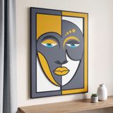 Koaka Valoris - Modern Soyut Etnik Portre 3 Katmanlı Ahşap Duvar Tablosu 50X68 Cm