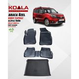 Koala Oto Tekstil Fiat Doblo 2 3D Havuzlu Paspas 2010-2023 Arası Bagaj Havuzu Ikili Set - Siyah