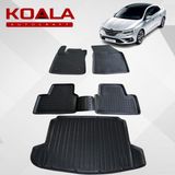 Koala Oto Tekstil Megane 4 Sedan Uyumlu 3D Havuzlu Paspas Çift Cepli Bagaj Havuzu Ikili Set - Siyah