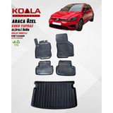 Koala Oto Tekstil Volkswagen Golf 7 2012-2020 Havuzlu Paspas ve Bagaj Havuzu(Üst Kademe Bagaj) - Siyah