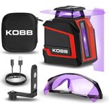 Kobb KBL30P 3.7V Li-Ion Yatay 360° ve Dikey Otomatik Hizalamalı Mor Işık Profesyonel Çizgi Lazer - Siyah - Kırmızı