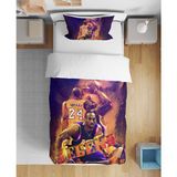 Kobe Braynt Basketbol 3D Dijital Baskılı Tek Kişilik Çarşafsız Genç Erkek Çocuk Nevresim Takımı - Mor - 160 x 220 cm
