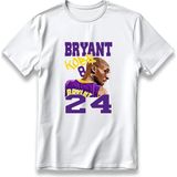 Kobe Bryant 24 Tişört Model Baskılı Oversize Unisex %100 Pamuklu Nefes Alan Kalın Kumaşlı T-Shirt - Beyaz
