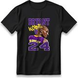 Kobe Bryant 24 Tişört Model Baskılı Oversize Unisex %100 Pamuklu Nefes Alan Kalın Kumaşlı T-Shirt - Siyah