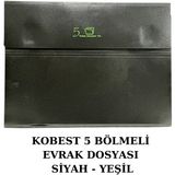 Kobest A4 Cırtlı 5 Bölmeli Evrak Dosyası - Siyah - Yeşil