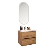 Kobos Simple 60 Cm Çekmeceli Banyo Dolabı Seti Light Walnut Kahverengi