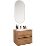 Kobos Simple 60 cm Çekmeceli Banyo Dolabı Seti Light Walnut - yok - Ahşap