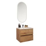 Kobos Simple 60 Cm Çekmeceli Banyo Dolabı Seti Light Walnut