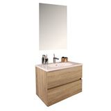 Kobos Simple 80 Cm Çekmeceli Banyo Dolabı Seti Light Walnut Kahverengi