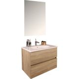 Kobos Simple 80 cm Çekmeceli Banyo Dolabı Seti Light Walnut - yok - Ahşap