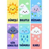 Koç Stüdyo 50X70 cm Hava Durumu Eğitici Okul Posteri – Güneşli Bulutlu Yağmurlu Karlı Sınıf Panosu