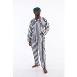 Kocabey 4007 Uzun Kol Çizgili Gaffur Erkek Pijama Takım Antrasit M