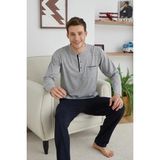 Kocabey 9111 Battal Erkek Midi Yaka Pijama Takımı - Gri - 4XL