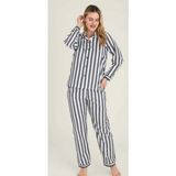 Kocabey Uslucan Alışveriş Freshness 4007 Kadın Uzun Kol Çizgili Gaffuriye Pijama Takımı - Antrasit - 2XL